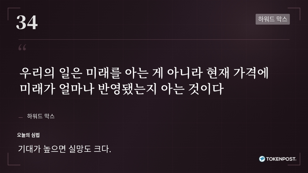 [토큰명언] "우리의 일은 미래를 아는 게 아니라 현재 가격에 미래가 얼마나 반영됐는지 아는 것이다" ㅡ Day 34