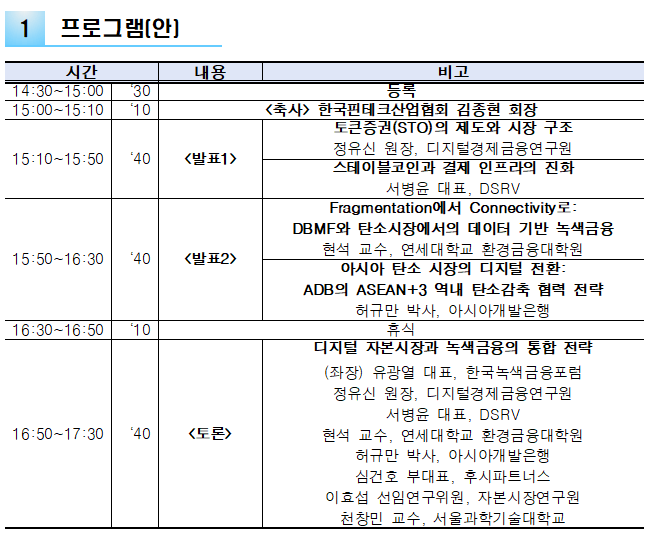 핀산협, <디지털 자본시장과 녹색 디지털 금융의 통합 전략> 세미나 개최