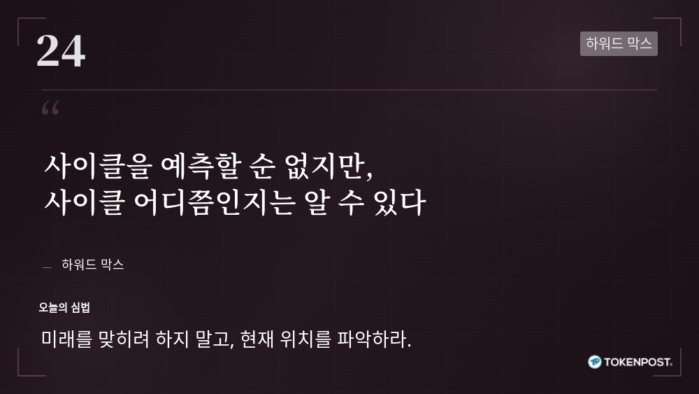 [토큰명언] "사이클을 예측할 순 없지만, 사이클 어디쯤인지는 알 수 있다" ㅡ Day 24
