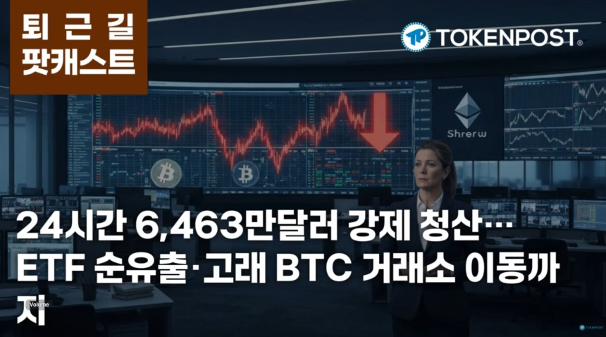  4월 2일 퇴근길 팟캐스트 — 24시간 6,463만달러 강제 청산…ETF 순유출·고래 BTC 거래소 이동까지 겹쳤다