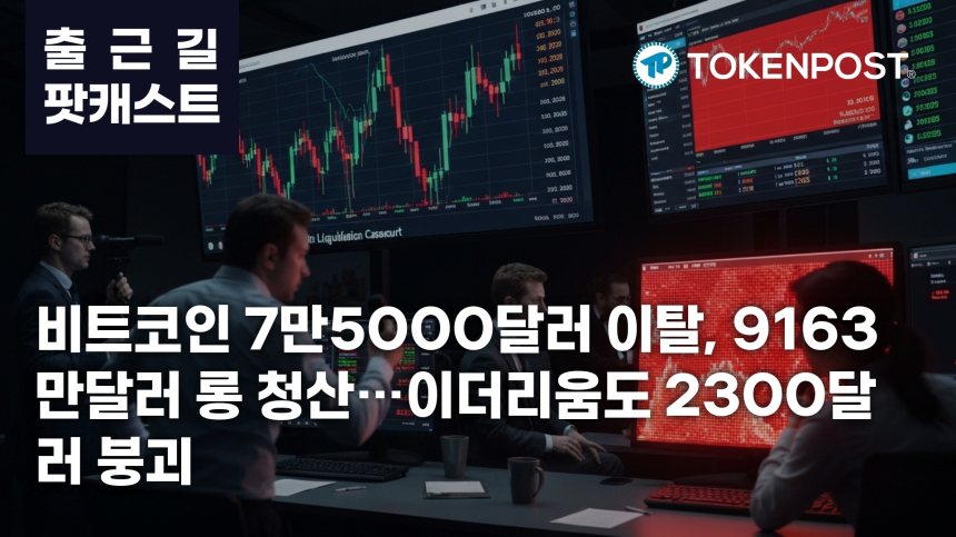 4월 20일 출근길 팟캐스트 — 9163만달러 롱 청산 집중…비트코인 7만5000달러 이탈, 이더리움 2300달러 하회