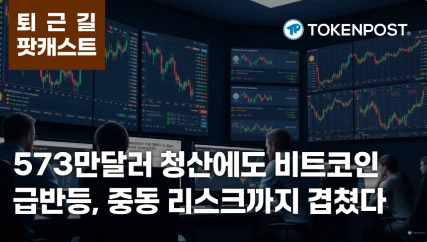  4월 6일 퇴근길 팟캐스트 — 573만달러 청산 속 비트코인·이더리움 동반 상승, 중동 리스크는 부담 