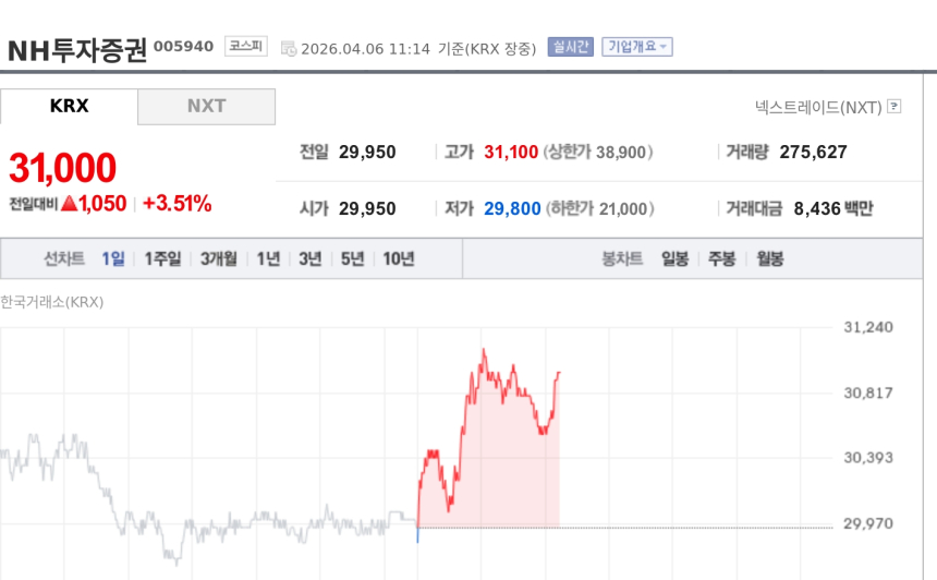  [특징주] NH투자증권, 실적·배당 기대에 강세… 증권가 목표가 상향