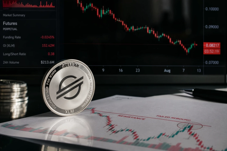 XLM, 100일선 막히며 약세 심화…파생시장도 숏 우위