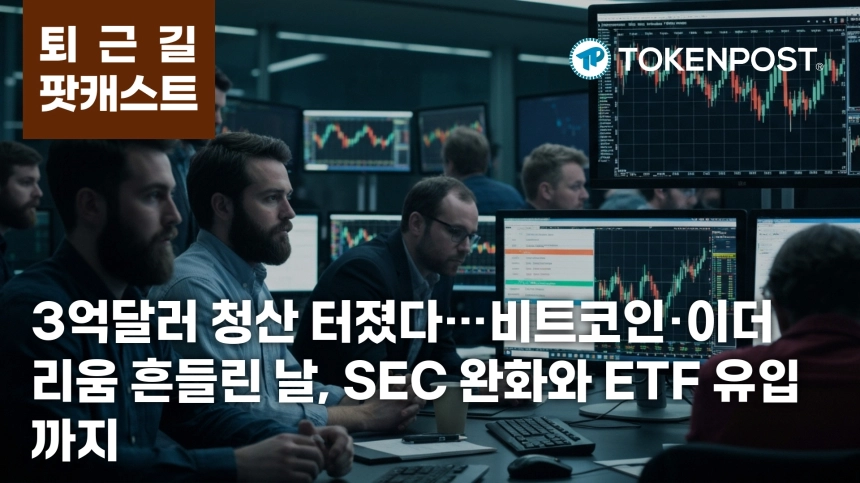 4월 14일 퇴근길 팟캐스트 — 3억달러 넘는 비트코인·이더리움 청산, SEC 디파이 완화와 ETF 유입 겹쳤다