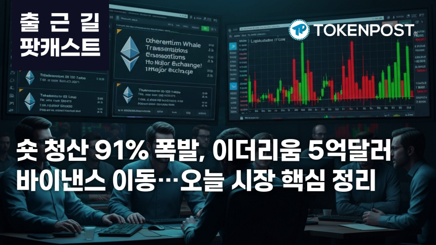 5월 11일 출근길 팟캐스트 — 숏 청산 91% 집중, 이더리움 대규모 바이낸스 이동에 시장 긴장