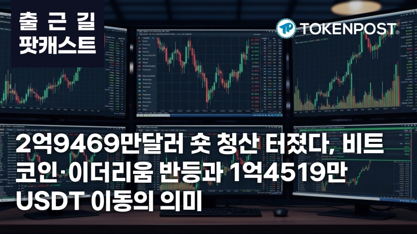 5월 4일 출근길 팟캐스트 — 2억9469만달러 숏 청산 집중, 이더리움·비트코인 반등 속 거래소 간 1억4519만 USDT 이동