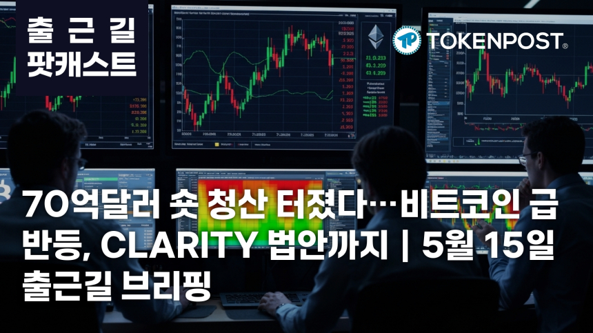5월 15일 출근길 팟캐스트 — 70억달러 숏 청산에 시장 급반응, 비트코인 8만1000달러대·CLARITY 법안도 주목