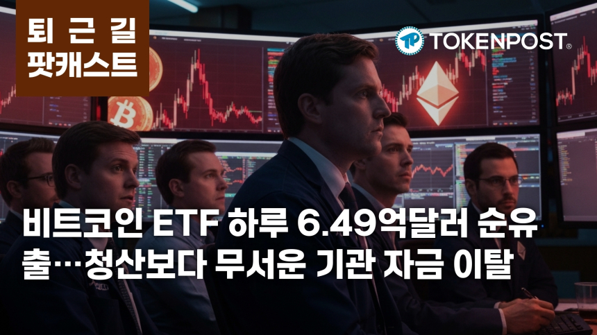 5월 19일 퇴근길 팟캐스트 — 비트코인 ETF 하루 6.49억달러 순유출, 시장은 청산보다 자금 이탈에 주목