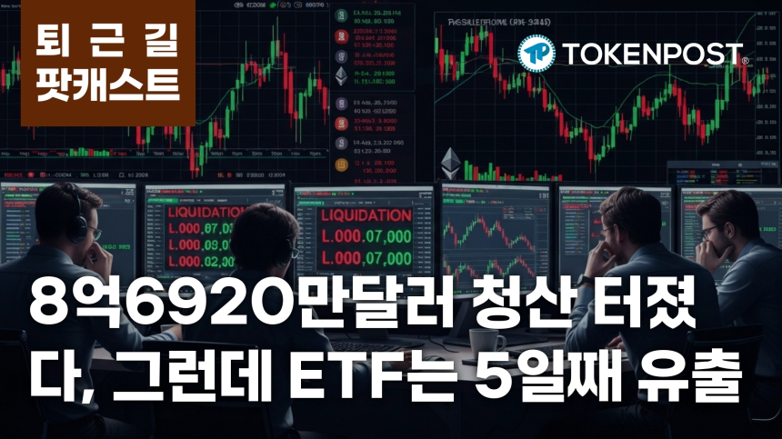 5월 22일 퇴근길 팟캐스트 — 8억6920만달러 청산, 숏 스퀴즈와 ETF 유출이 동시에 덮쳤다