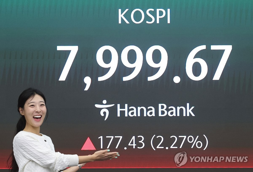 코스피, 심리적 저지선 8,000선 근접…투자심리 회복 신호