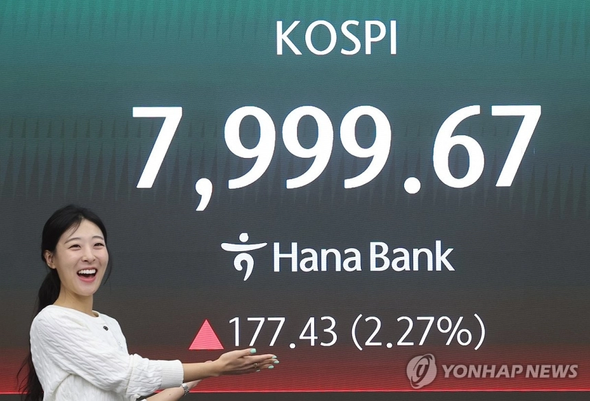 코스피, 심리적 저지선 8,000선 근접…투자심리 회복 신호