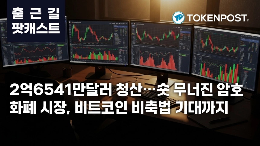 5월 22일 출근길 팟캐스트 — 2억6541만 달러 숏 위주 청산, 미국 비트코인 비축법 기대까지 겹쳤다