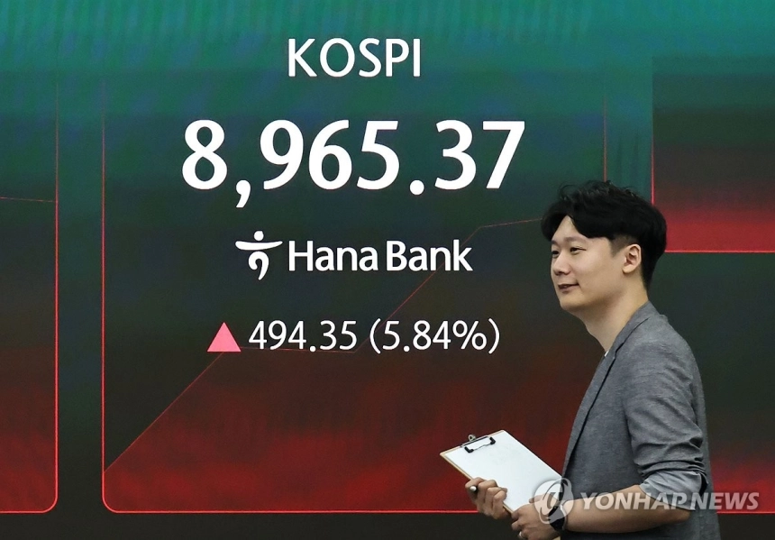 코스피, 반도체 호재로 장중 9,000선 회복 임박