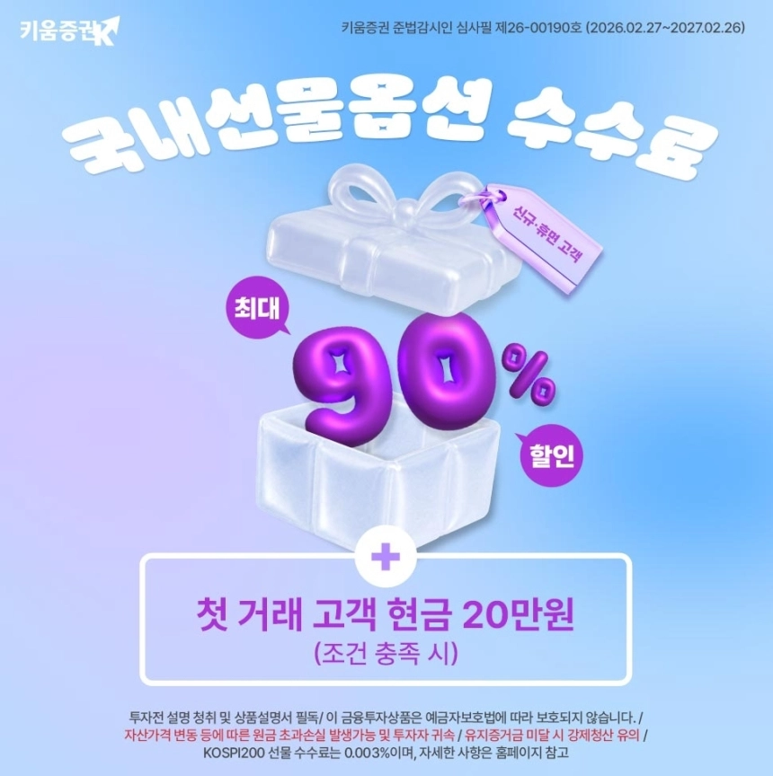 키움증권, 선물옵션 수수료 파격 할인 박차