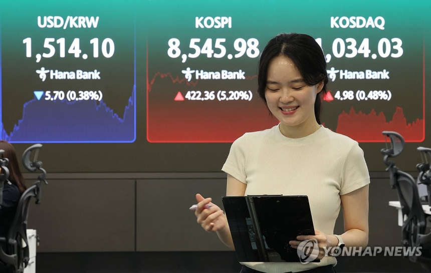 코스피, 미-이란 종전 합의에 5% 급등…8500선 회복