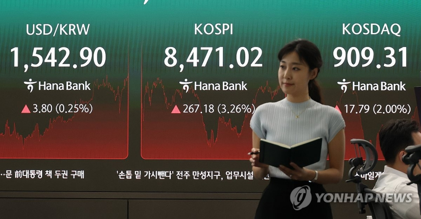 반도체 대형주 주도, 코스피 8,400선 회복하며 큰 폭 상승
