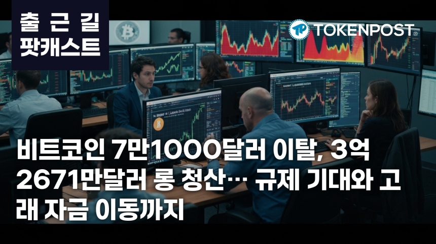 6월 2일 출근길 팟캐스트 — 3억2671만달러 롱 청산, 비트코인 7만1000달러 이탈 속 규제 기대와 온체인 자금 이동 교차