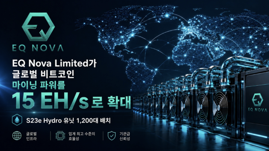 EQ Nova, 글로벌 비트코인 채굴 연산력 15EH/s 달성…S23e Hydro 1,200대 배치 완료