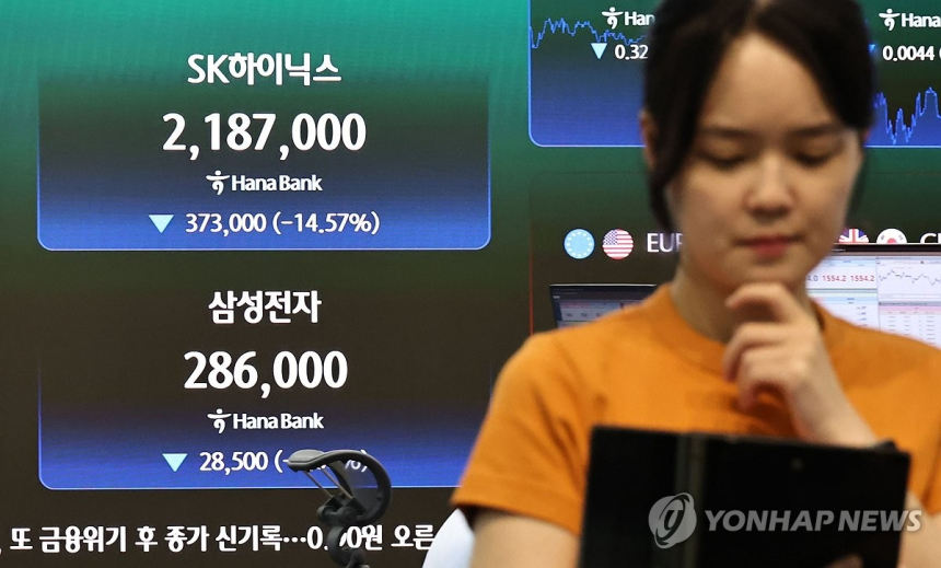 삼성전자·SK하이닉스 주가 급락, 한국 증시 전반적 동요