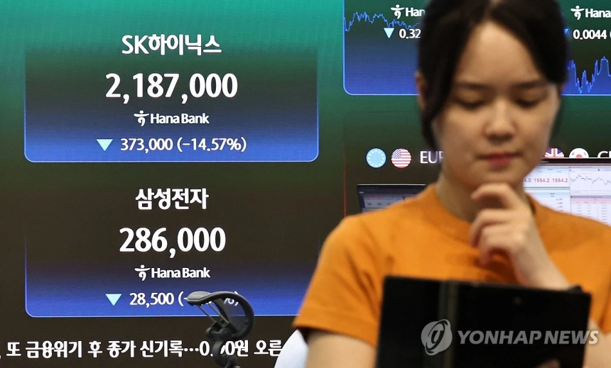 삼성전자·SK하이닉스 주가 급락, 한국 증시 전반적 동요