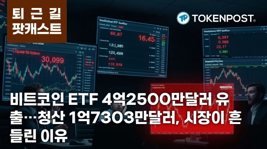 7월 14일 퇴근길 팟캐스트 — 비트코인 현물 ETF 4억2500만달러 순유출, 1억7303만달러 청산 겹치며 시장 흔들
