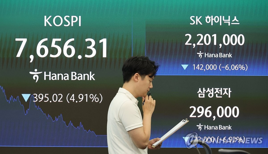 코스피, 지수 약세에 거래 위축…삼성전자·하이닉스 급락