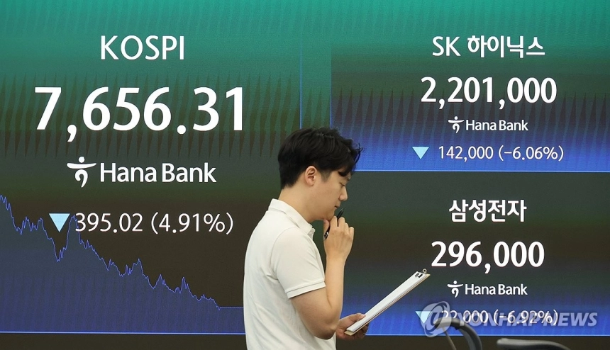 코스피, 지수 약세에 거래 위축…삼성전자·하이닉스 급락