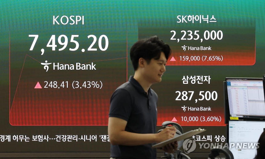  코스피 7,400선 회복, 기술적 반등으로 투자 심리 개선 / 연합뉴스 