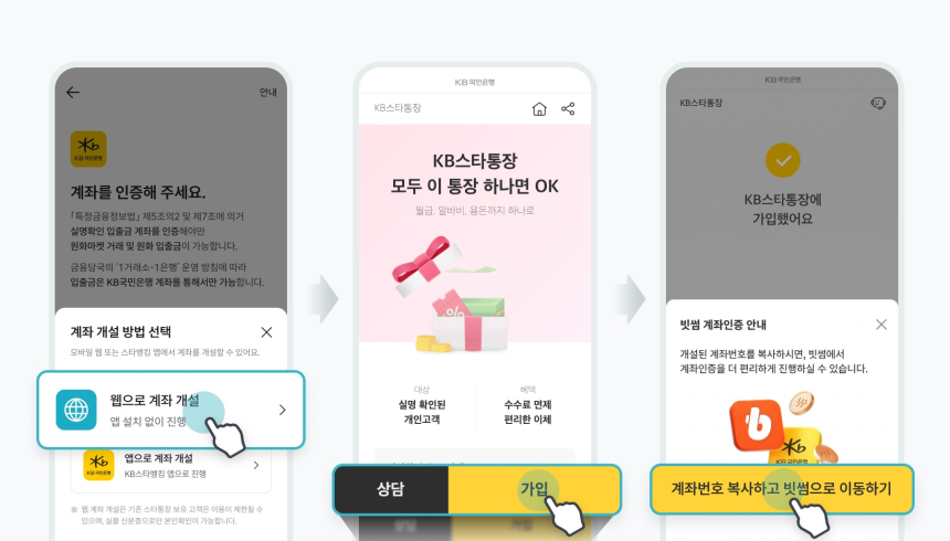 빗썸 앱 없이 KB국민은행 계좌 개설 서비스 도입