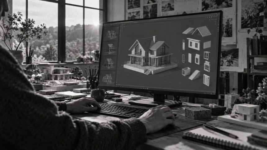  Blender에서 편집 중인 3차원 주택 장면 / TokenPost.ai 