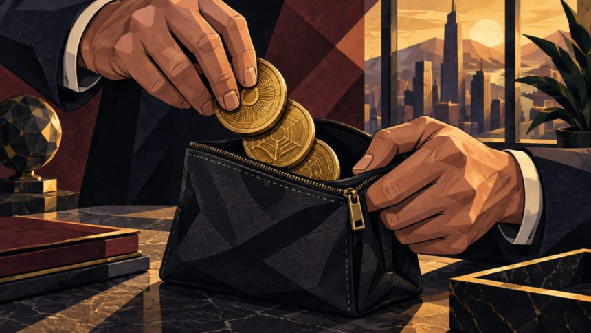 보관 파우치에 담기는 금색 비트코인 토큰 / TokenPost.ai