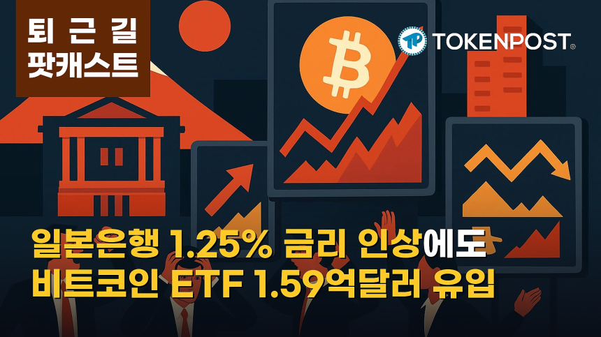 9월 18일 퇴근길 팟캐스트 — 일본은행 기준금리 1.25% 인상 속 비트코인 ETF 1.59억달러 유입, 암호화폐 숏 청산 확대