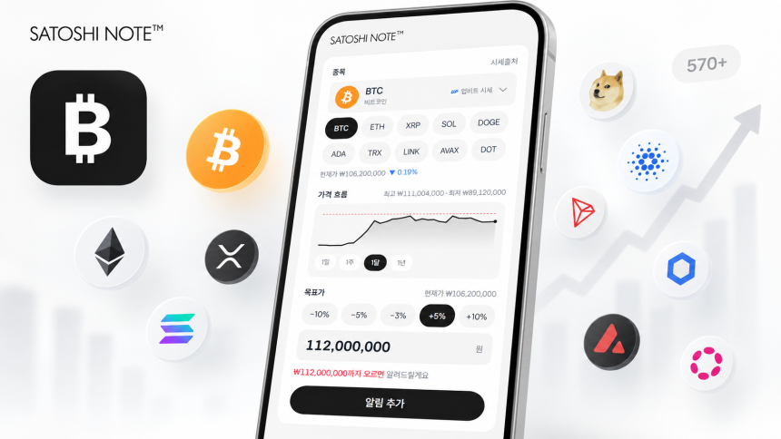 사토시노트™, 가격 알림 지원 자산 570여 종으로 확대