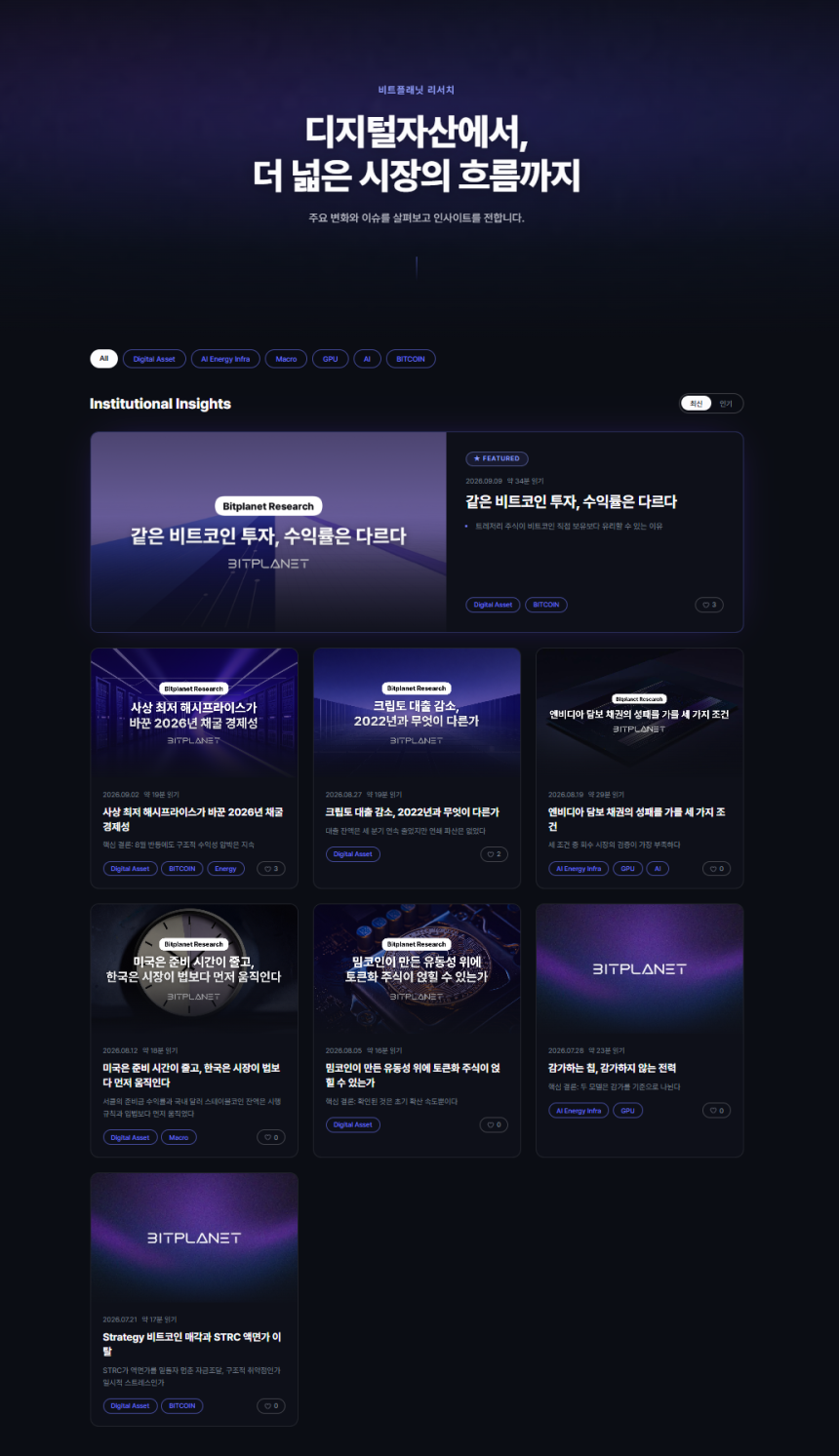 비트플래닛 '리서치랩' 홈페이지 오픈...매주 리포트 무료 공개